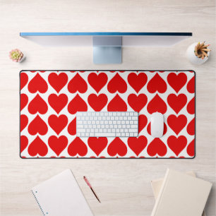 Red Hearts Pattern, Romantic, Love Desk Mat