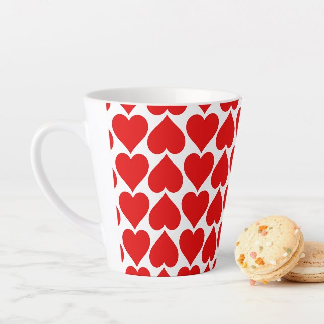 Red Hearts Pattern, Romantic, Love Latte Mug (In Situ)