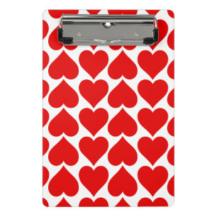 Red Hearts Pattern, Romantic, Love Mini Clipboard