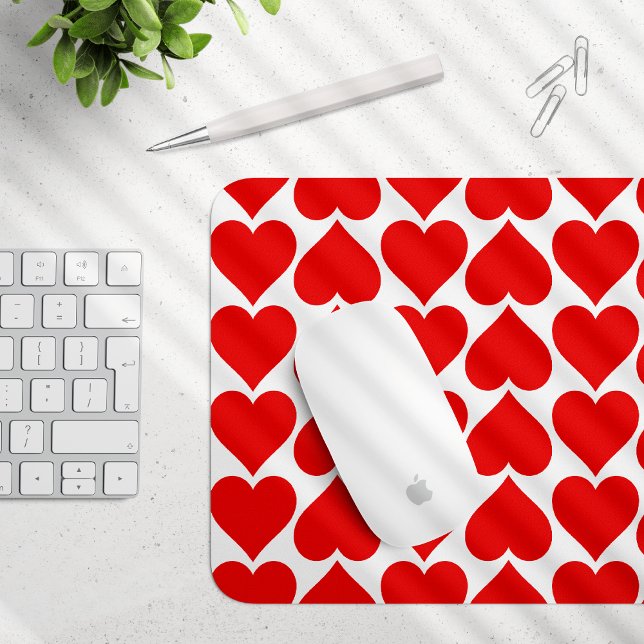 Red Hearts Pattern, Romantic, Love Mouse Pad (Creator Uploaded)