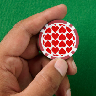Red Hearts Pattern, Romantic, Love Poker Chips