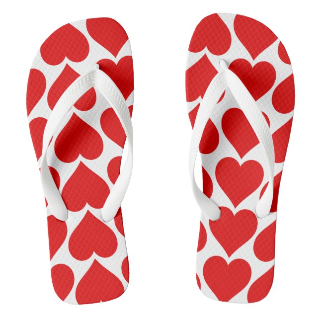 Red Hearts Pattern, Romantic, Love Thongs (Footbed)