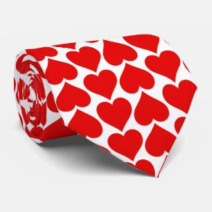 Red Hearts Pattern, Romantic, Love Tie
