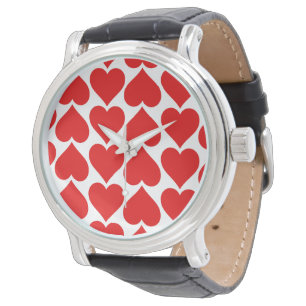 Red Hearts Pattern, Romantic, Love Watch