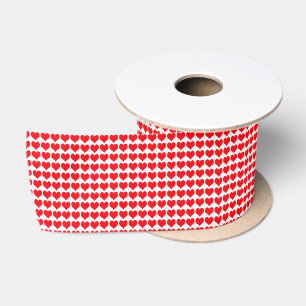 Red Hearts Pattern Satin Ribbon