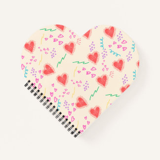 Red hearts pattern Spiral Notebook