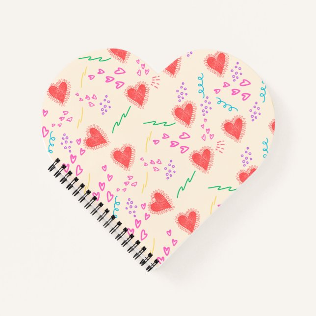 Red hearts pattern Spiral Notebook (Front)