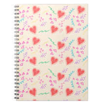 Red Hearts pattern Spiral Photo Notebook