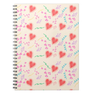 Red Hearts pattern Spiral Photo Notebook