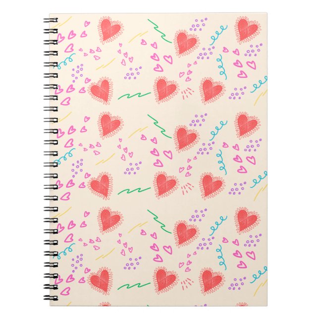 Red Hearts pattern Spiral Photo Notebook (Front)