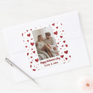 Red Hearts Pattern Valentine's Day Custom Sticker