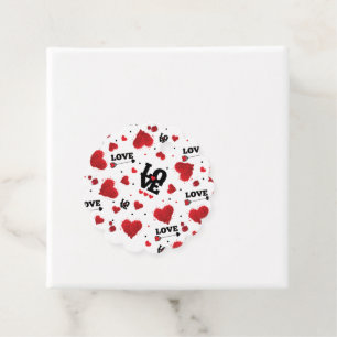 Red Hearts Pattern Valentine's Day Favour Tags