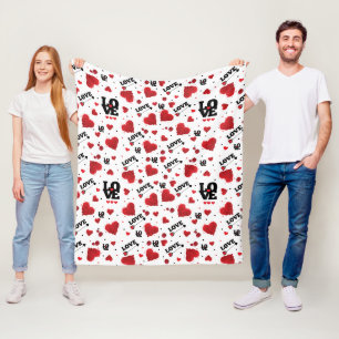 Red Hearts Pattern Valentine's Day Fleece Blanket