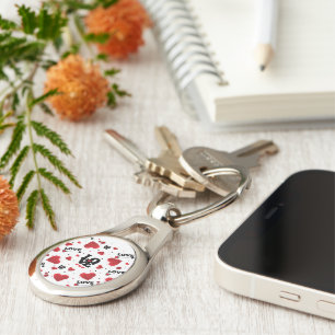Red Hearts Pattern Valentine's Day Key Ring