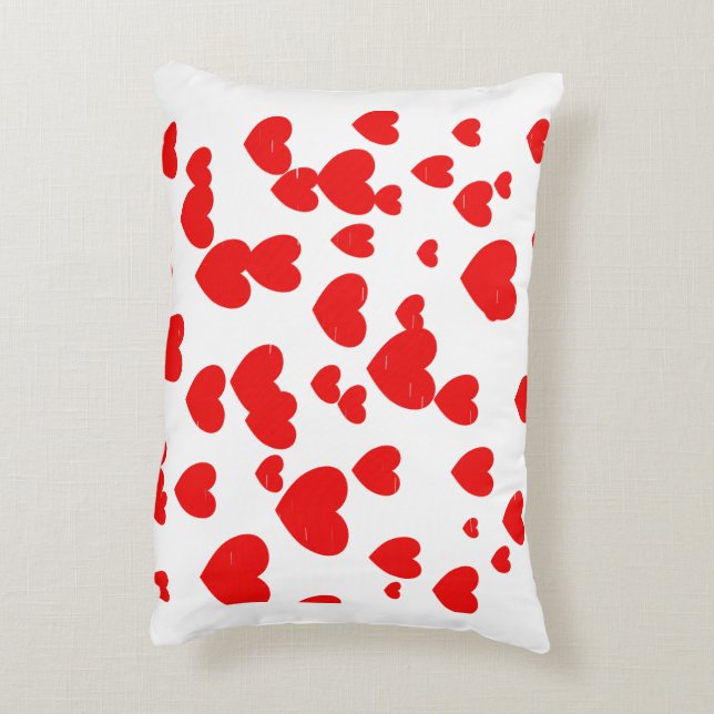 Red Hearts Pattern Valentines Day Lumbar Pillow (Back(Vertical))