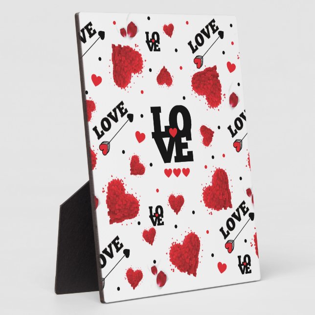 Red Hearts Pattern Valentine's Day Plaque (Side)