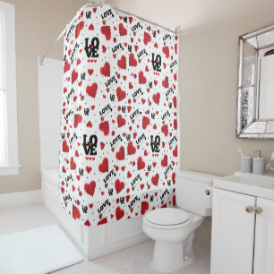 Red Hearts Pattern Valentine's Day Shower Curtain