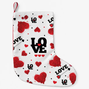 Red Hearts Pattern Valentine's Day Small Christmas Stocking