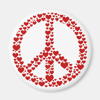 Red Hearts Peace Sign Magnet