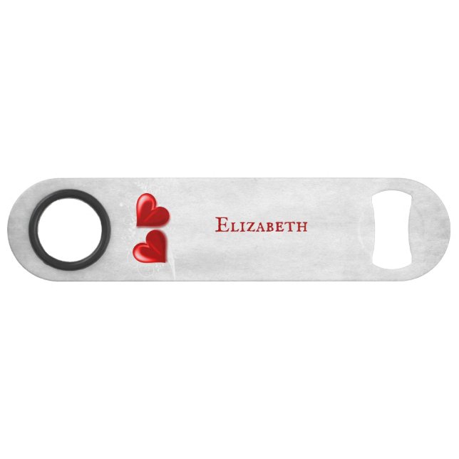 Red Hearts Personalised Bottle Opener (Front (Horizontal))