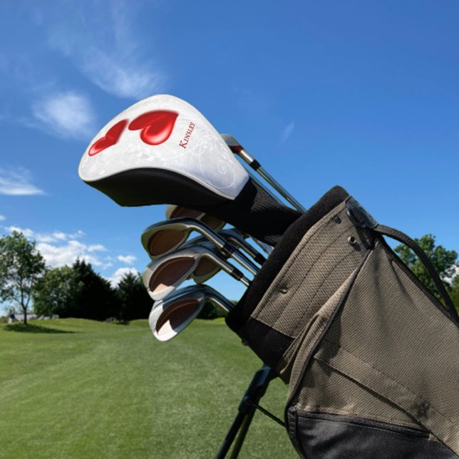 Red Hearts Personalised Golf Head Cover (Red Hearts Personalized Golf Head Cover)