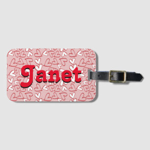 Red Hearts Personalised Luggage Tag