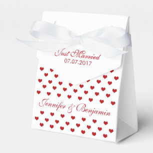 Red Hearts Personalised Names and Date Wedding Favour Box