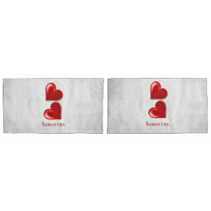 Red Hearts Personalised Pillow Case