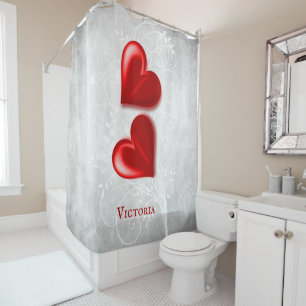 Red Hearts Personalised Shower Curtain