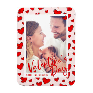 Red Hearts Photo Pink Valentine's Day Holiday Magnet