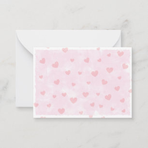 Red Hearts Pink Watercolor Blank Valentines Card