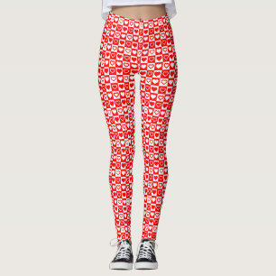 Red Hearts Plaid Pattern Thunder_Cove Leggings
