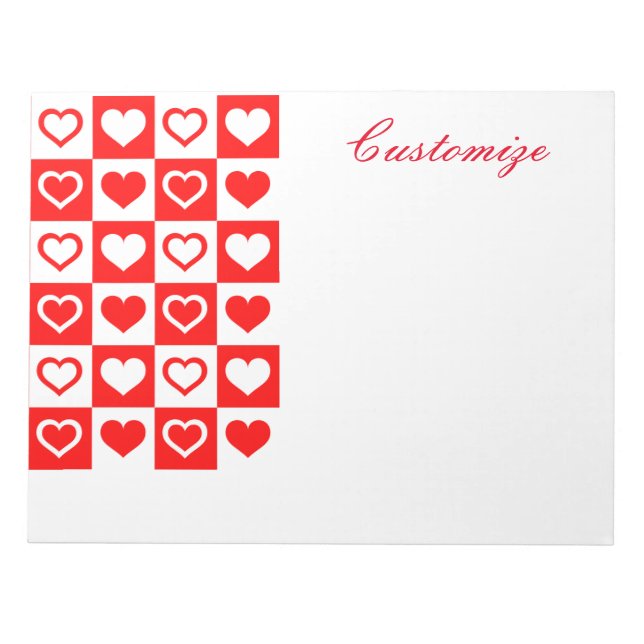 Red Hearts Plaid Pattern Thunder_Cove  Notepad (Front)
