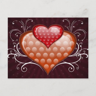 Red hearts postcard