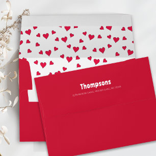 Red Hearts Return Address Whimsical  Envelope