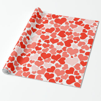 Red Hearts Romantic Love Cute Girly Birthday Wrapping Paper