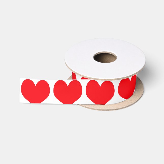 Red Hearts Satin Ribbon (Spool)