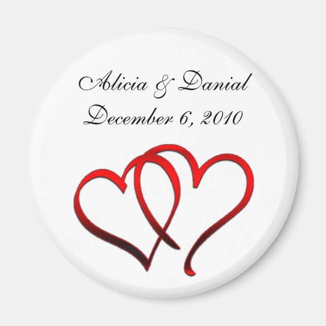 Red Hearts Save the Date Magnet (Front)