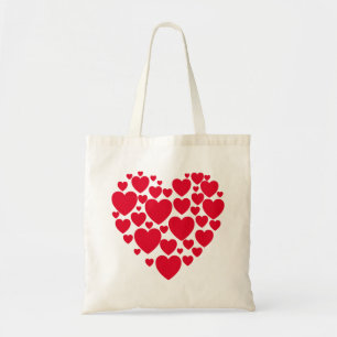 Red hearts, shopping bag