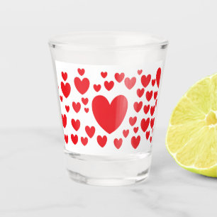 Red Hearts Shot Glass