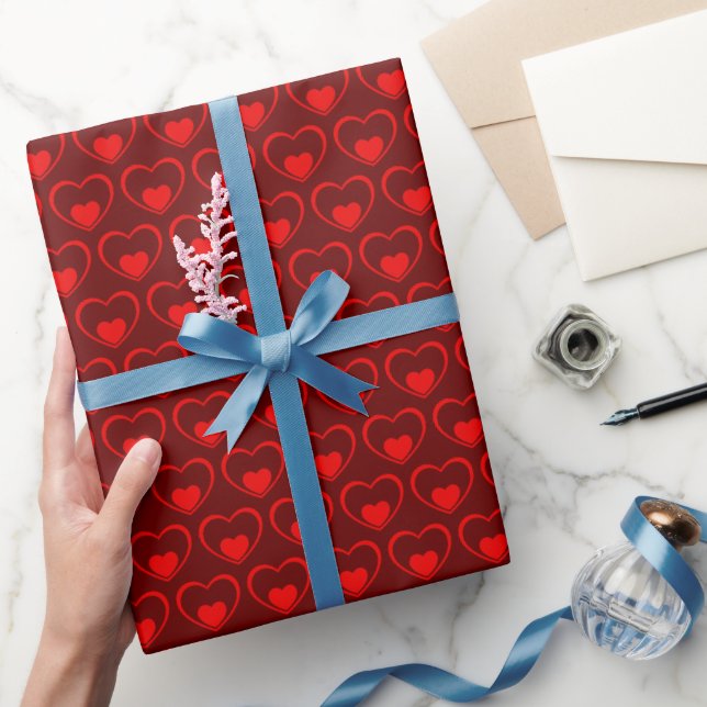 Red Hearts Simple Minimal Wrapping Paper (Gifting)