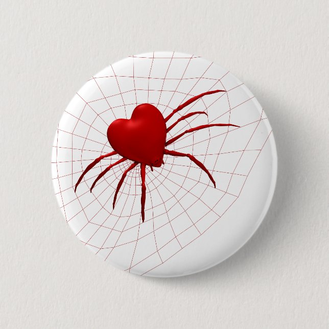 Red Hearts Spider 6 Cm Round Badge (Front)
