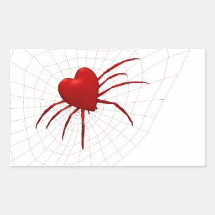 Red Hearts Spider Rectangular Sticker