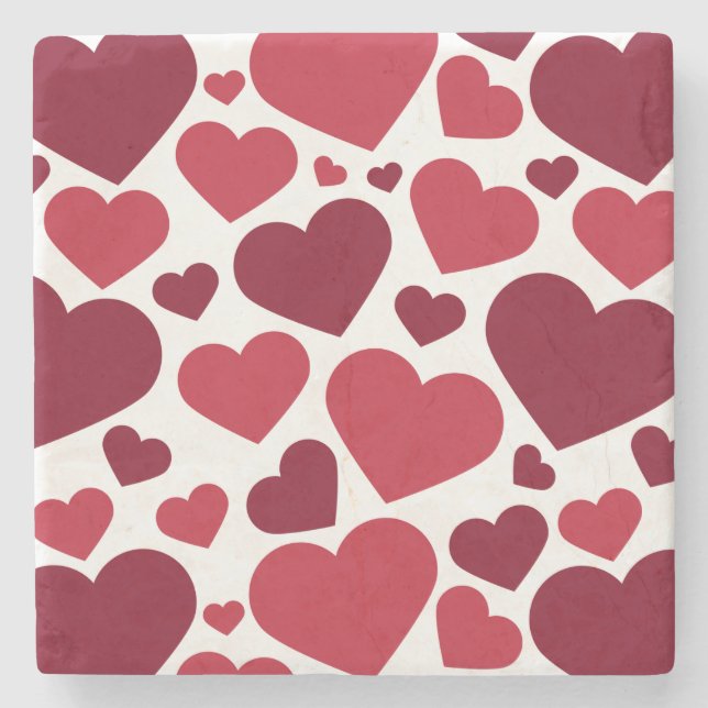 Red Hearts Stone Coaster (Front)
