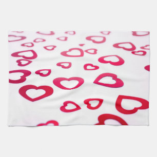 Red hearts tea towel