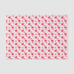 Red hearts, text, "love you", red and white, check tissue paper