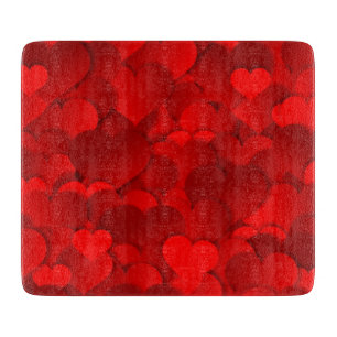 Red Hearts Texture Cutting Board