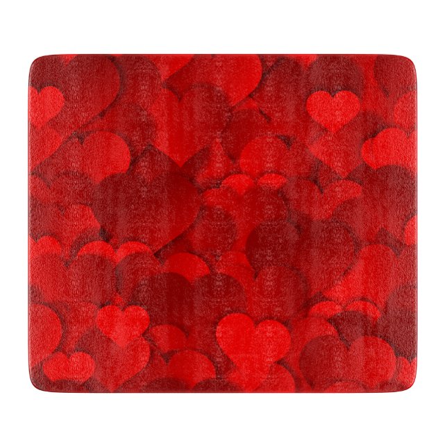 Red Hearts Texture Cutting Board (Front)