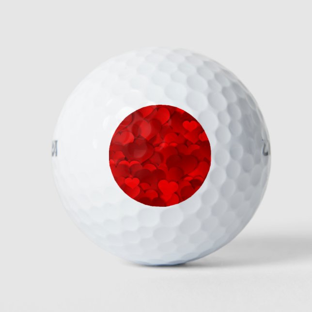 Red Hearts Texture Golf Balls (Front)