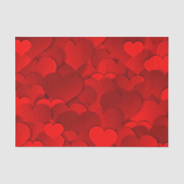 Red Hearts Texture Tissue Paper (Front)